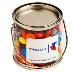 Small PVC Bucket Filled with Choc Beans 170G (Corporate Colours)