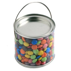 Medium PVC Bucket Filled with Choc Beans 400G (Mixed Coloured)