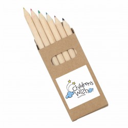 Half Pencils Colouring 6 Pack Natural Wood
